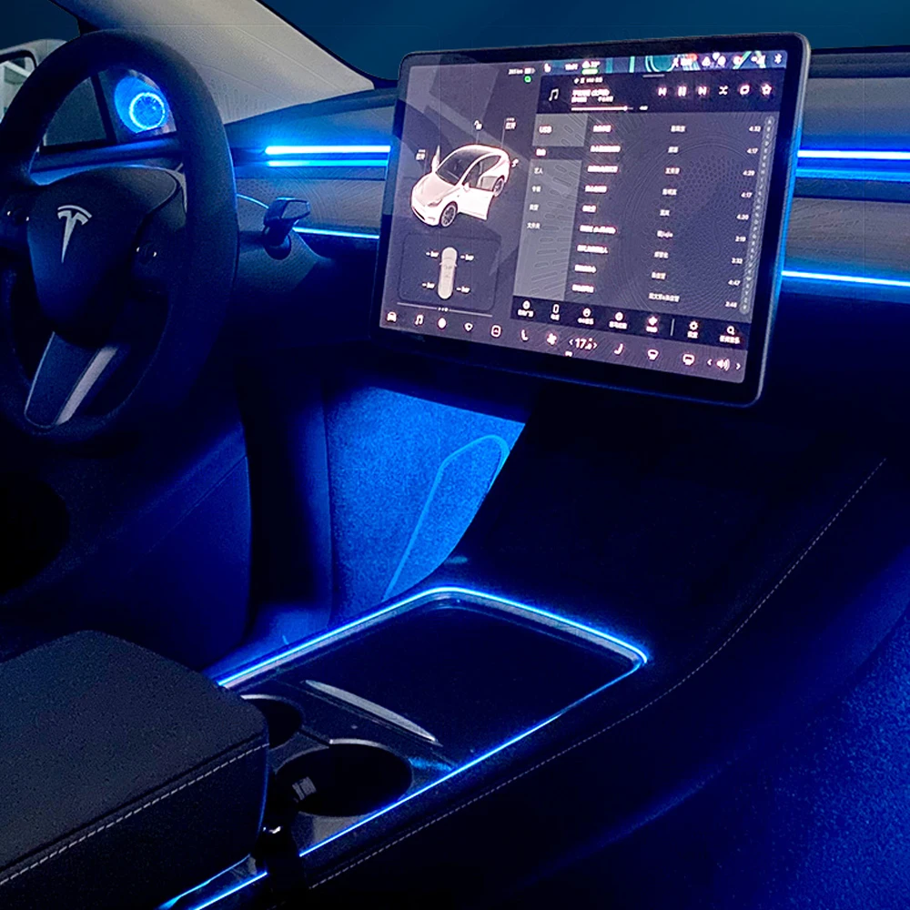 Led Ambient Light For Tesla Model Y 2021 2022 2023 2024 2025 laser engraving inter lamp touch control Modle Y APP contro