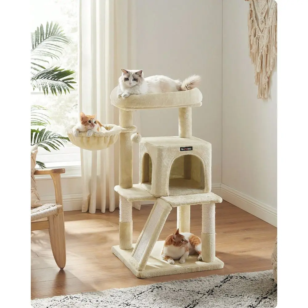 

Cat Tree, Small Cat Tower With Widened Perch For Large Cats Indoor, Kittens, 37.8Inch MultiLevel Cat Condo With ching Post