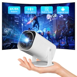 Salange P330 Mini Projector 4K Android14.0 380 ANSI Native 1080P Wifi6 BT5.3 8K Cinema Portable Video Beamer Sync Android IPhone