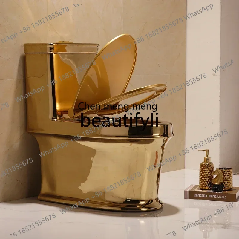 

New 4D Rotary Flushing Golden Toilet Water Saving Deodorant Luxury Ceramic Bathroom Toilet