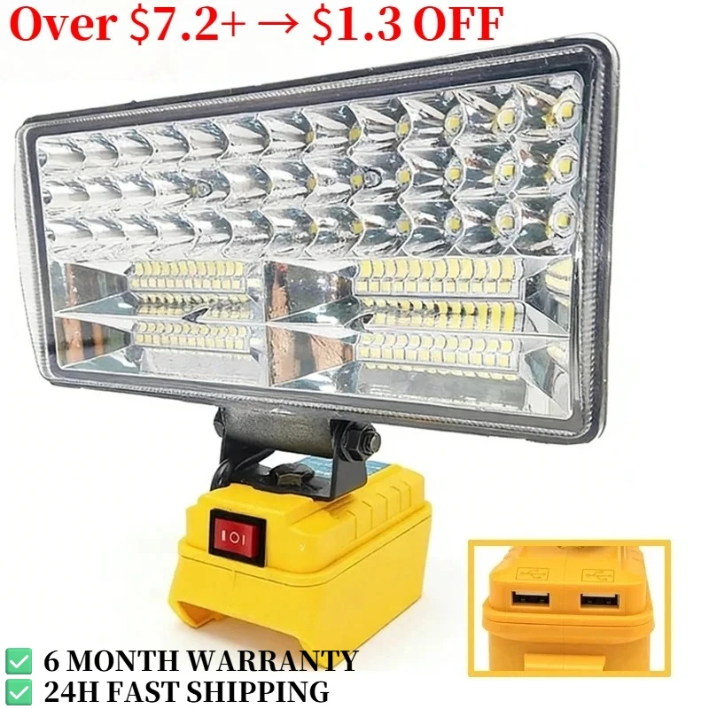 

Беспроводной светодиодный рабочий фонарь для Dewalt, аккумулятор 20 В, прожектор с двумя USB-портами для зарядки, фонарик для экстренной помощи, мастерской, гаража