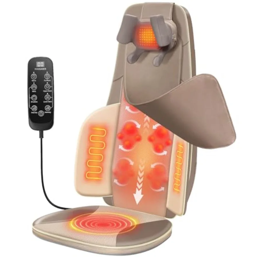 

Back Massager for Chair with Heat Shiatsu Neck and Back Massager 4D Deep Tissue Massage Chair Pad for Pain Relief Height Adjust