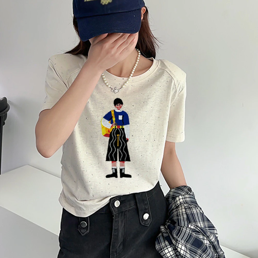 Moda ragazze ricamo patch cartoon cool girls cucire sui vestiti jeans t-shirt tessuto per cucire applique fatte a mano per abbigliamento