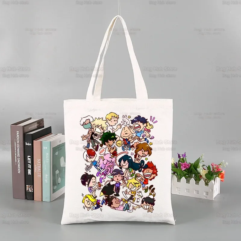 My Hero Academia Handbags Cloth Canvas Midoriya Izuku Tote Bag Shopping Travel Eco Reusable Shoulder Bakugou Anime Shopper Bags