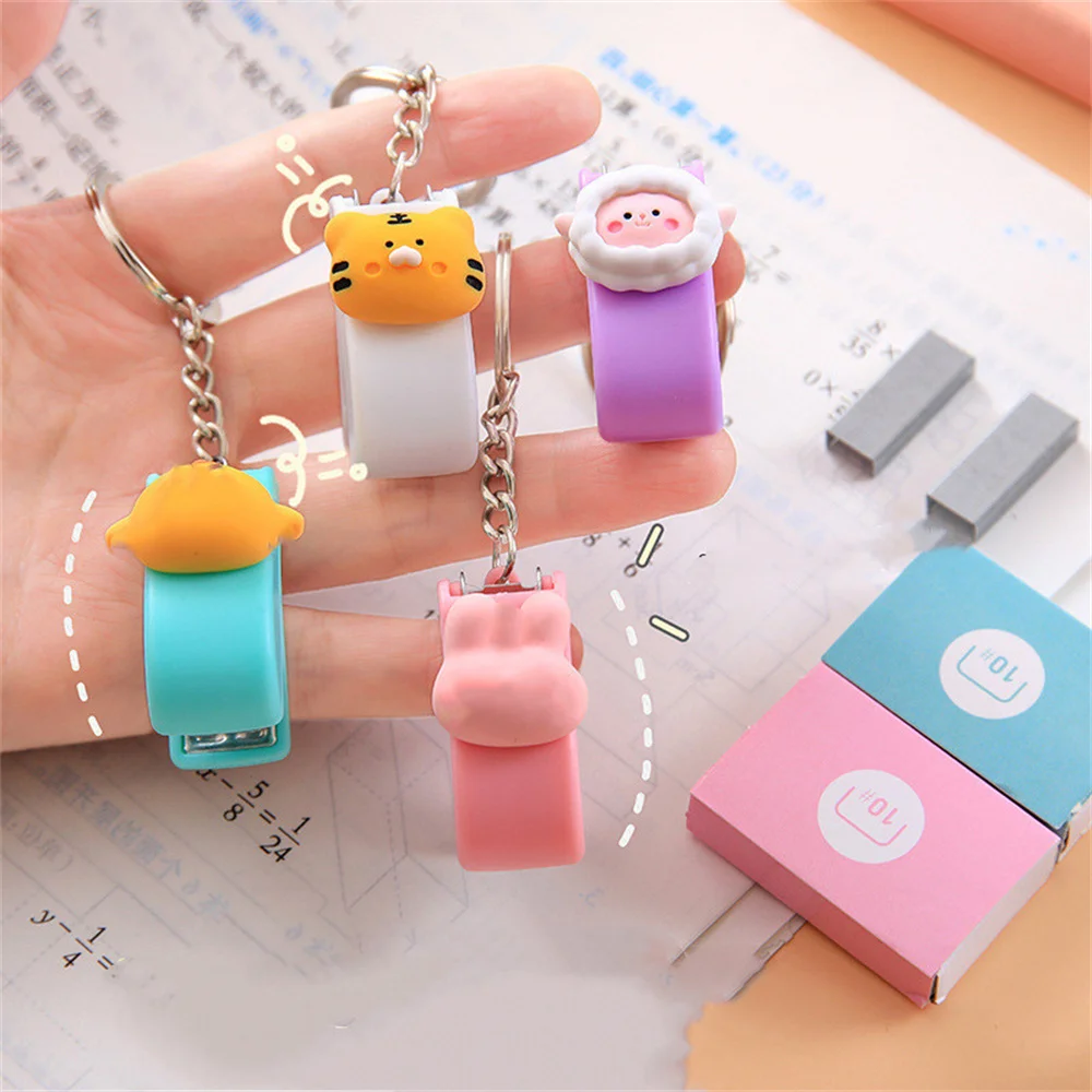 Cute Mini Stapler Paper Binder Stationery Office Binding Tools School Supplies Cartoon Animal Trumpet Stapler For No.10 Staples