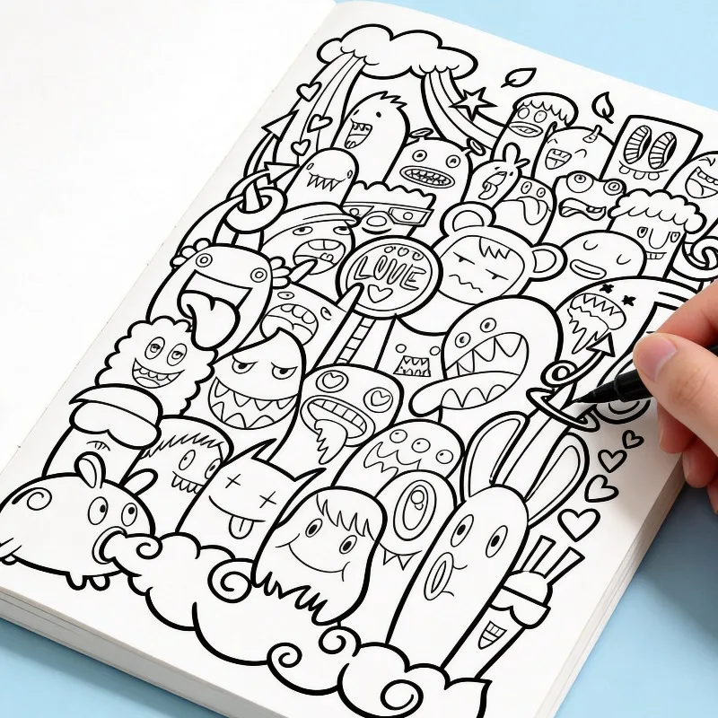 A Graffiti Decompression Drawing Sketch Book with Animal/plant/science Fiction/funny Elements 21 Patterns Bring You Peaceful