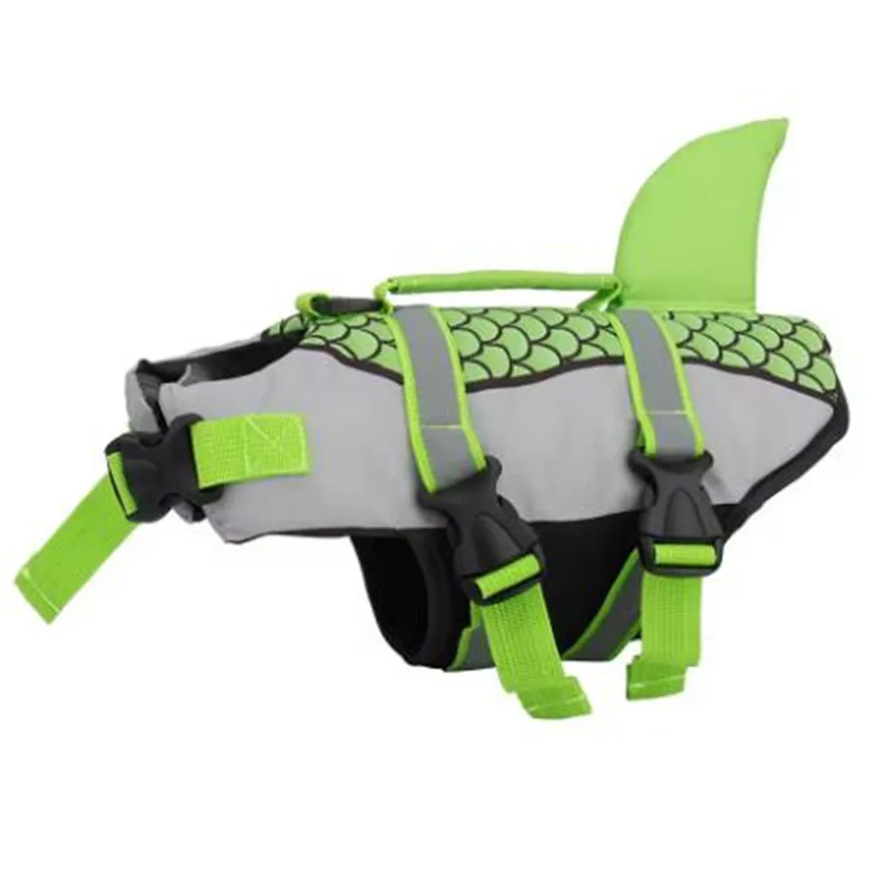 

Reflective Shark Dog Life Jacket Waterproof Enhanced Buoyancy Dog Swimsuit with Handle Anti-Crack Scales Shark Dog Clothes