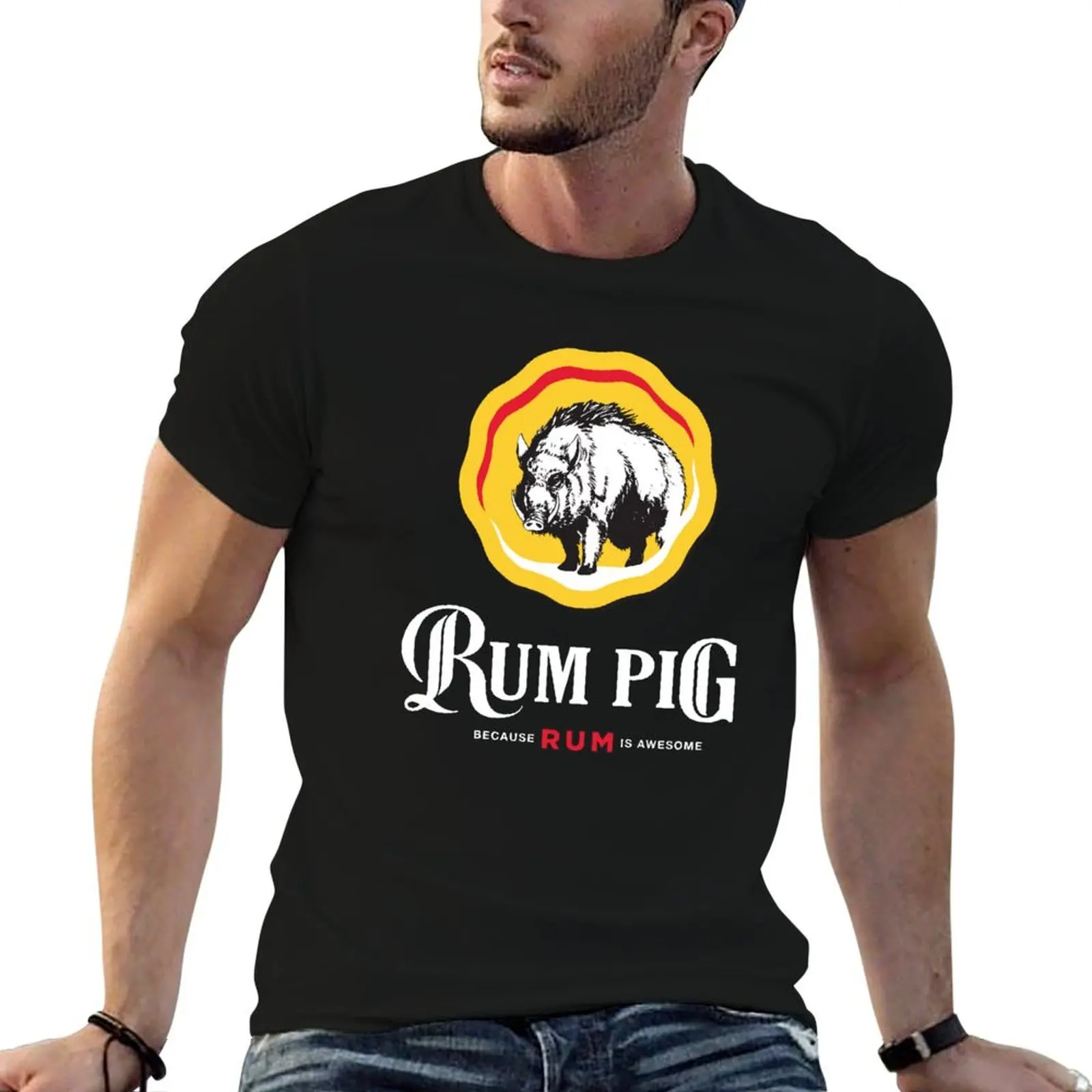 Rum Pig Boar (white text) T-Shirt vintage t shirts cute clothes man t shirt graphic tee shirt oversized t shirts for men