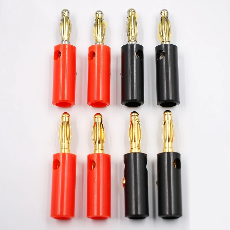 10pcs 4mm Gold Plated Lantern Type Banana Plugs Audio Connectors Screw Fixed Stackable Jack Solderless Speaker Wire Plugs