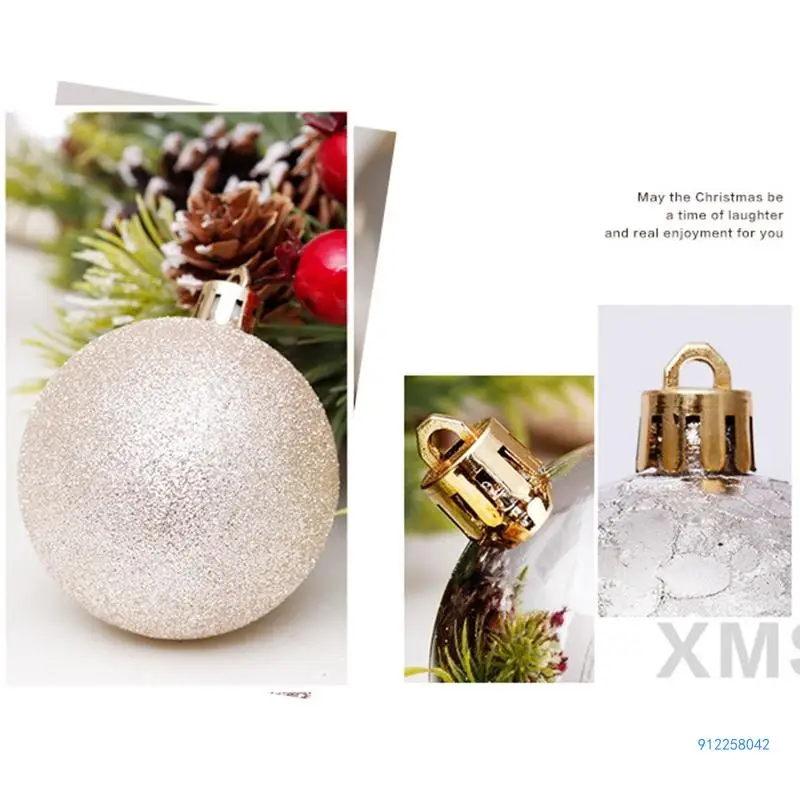 30 Uds. Bolas Navidad 6cm decoración colgante transparente dorado adorno árbol Navidad Envío Directo