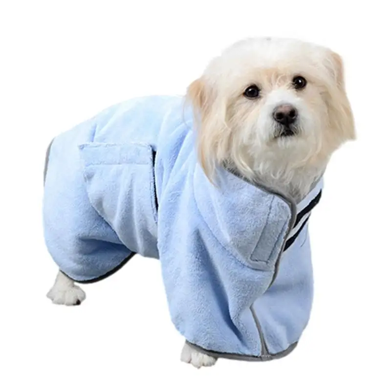 Dog Drying Robe Drying Coat Bathrobe Towel Super Absorbent Machine Washable Fast Drying Soft Lightweight Dog towel Pet Supplies