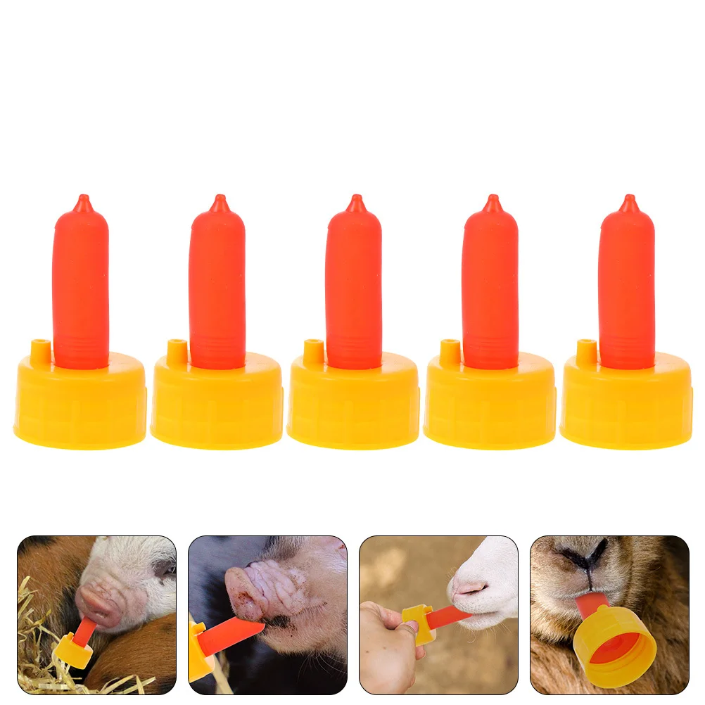 

5pcs Replaceable For Lamb Goat Calf Nursing Feeding Durable Easy Convenient Lamb Nipples Clean Portable Sheep Nipples