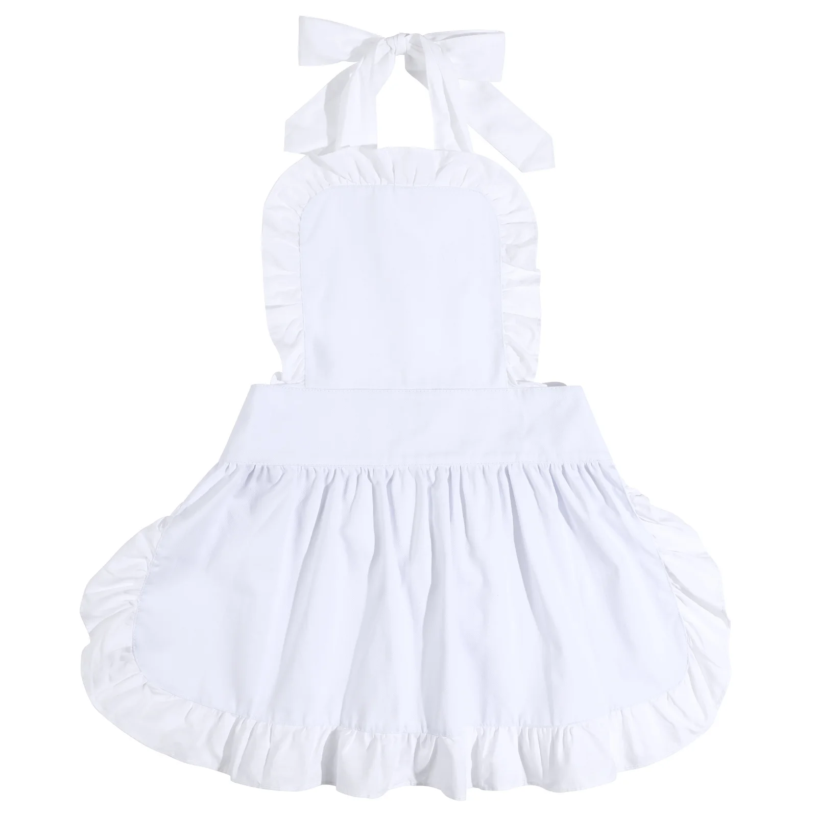 

Cute Vintage Cotton Apron for Women Retro Cooking Apron Waitress Kitchen Cafe White Pure Cotton Apron for Ladies