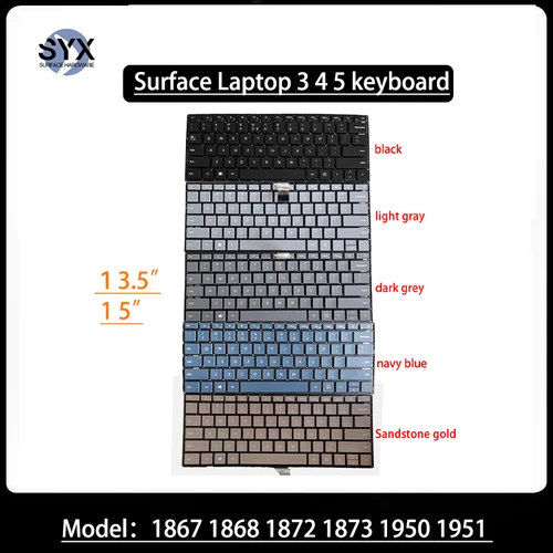 Imagen 1 del producto Teclado Original para ordenador portátil, compatible con Microsoft Surface, 3, 4, 5, 13, 5 pulgadas, 15 pulgadas, 1868, 1867, 1872, 1873, 1950, nuevo