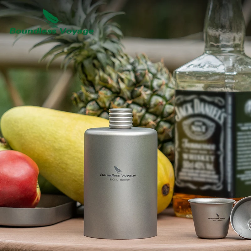 Boundless Voyage 200ml Titanium Pocket Flagon Camping Przenośna butelka na alkohol Napój Sportowy Outdoor Hip Flask Piknik Butelka na wino — zdjęcie 7