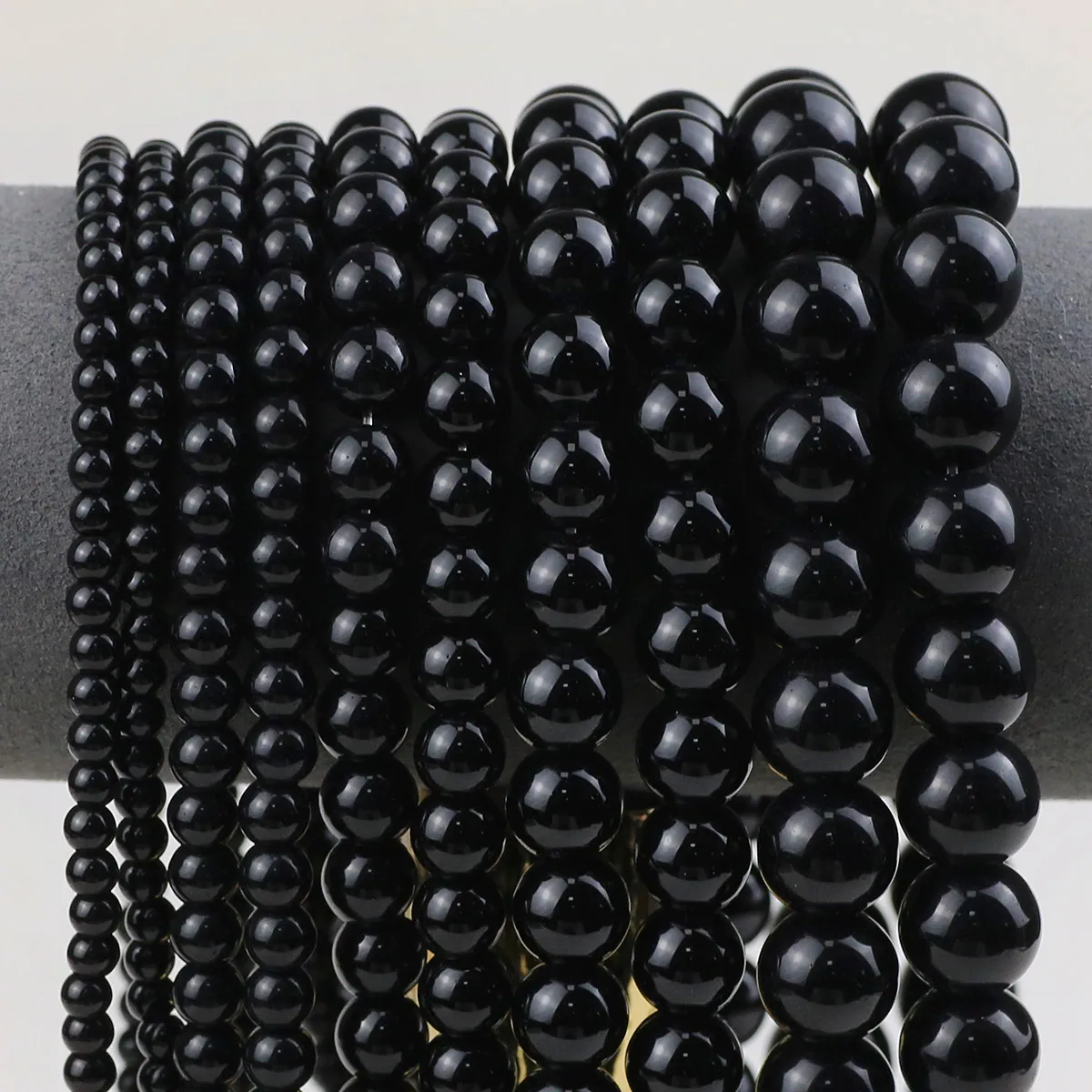 4/6/8/10/12mm Natural Black King Kong Stone Spacer Loose Round Beads For Jewelry DIY Handmade Earrings Bracelet Accessories