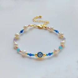 KKBEAD Evil Eye Bracelet for Women Jewelry Gift Natural Stone Pearl Bracelets Boho Style Pulseras Mujer