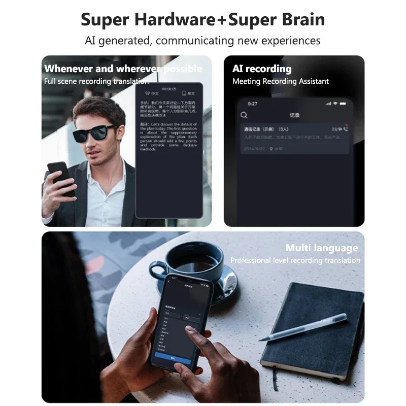 النظارات الشمسية ذاتية التحضير AI ترجمة النظارات الذكية تصفية العدسات المستقطبة الصوت المدمج في هيئة التصنيع العسكري ومكبرات الصوت اللمس ومساعد الصوت