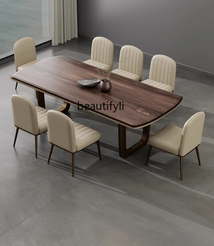 Ashwood long dining table large flat dining room furniture large board table North American black walnut solid wood dining table