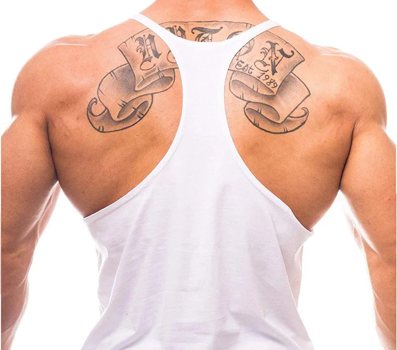 Men's Cotton Tank Top Sport Sleeveless Shirt Y-Back Running Vest Gym Training Workout Undershirt Basketball Stringer Singlets