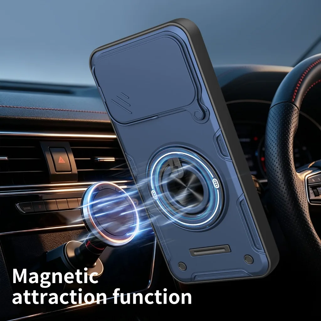 Slide Camera Lens Protector 360° Ring Holder Stand Armor Phone Case For Honor 400 Smart 500 Pro Magic7 Magic8 Lite X8C X9C X9D view 3