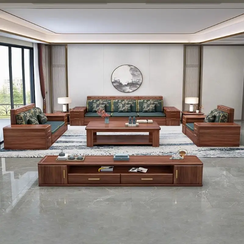 

Новый угловой диван-комбинация из массива китайского ореха в стиле принцесса