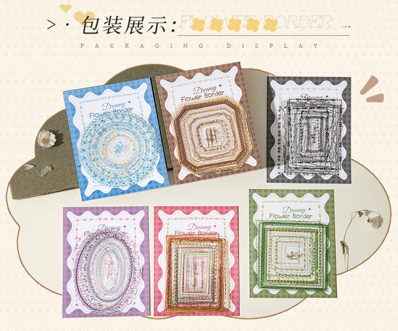 Journal GO 10 Stück Traumhafte Blumenrand-Aufkleber Ästhetische Rahmen-Sticker für Scrapbooking Journaling Deko-Materialien Karten-Bastelarbeiten Abziehbilder – Detail 12