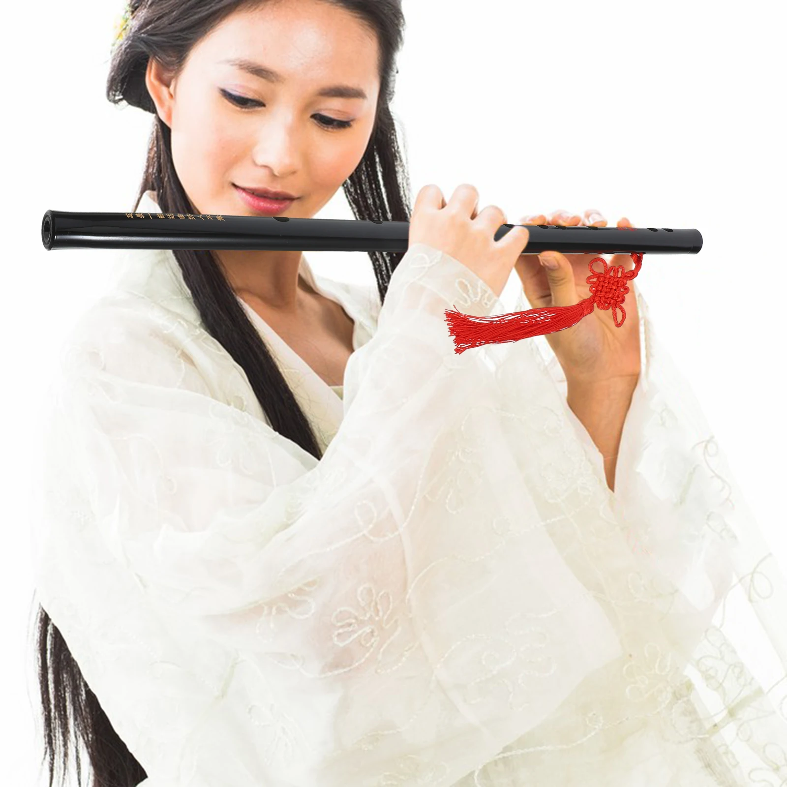 

Chinese Traditional Black Bamboo Flute Tassels Professional Precise Tone Holes Durable Smooth Lightweight Portable Musical