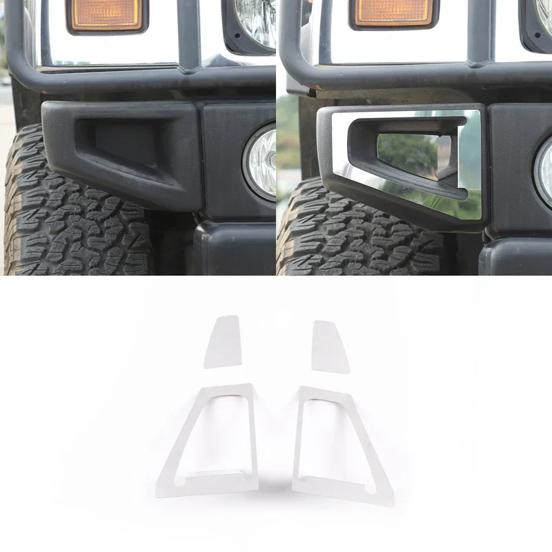 

For 2003-2009 Hummer H2 stainless steel silver car front bumper on both sides corner decorative frame stickers auto parts