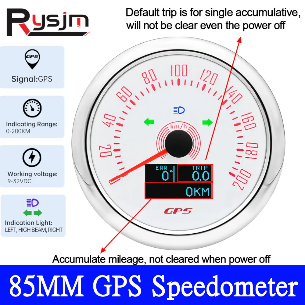 

Custom 85mm Boat GPS Speedometer 0-160MPH Odometer Gauge With Antenna Speed Meter Trip ODO COG Waterproof for Mairne Car Truck