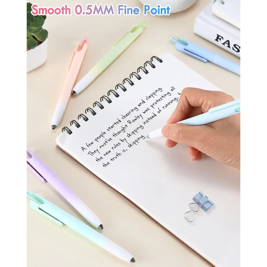 أقلام جل 6 عبوات 0.5 مم زجاجة الانجراف قابلة للسحب ذات نقطة رفيعة وكتابة سلسة وأقلام حبر سوداء سريعة الجفاف ولا تشويه جماليات لطيف Offi