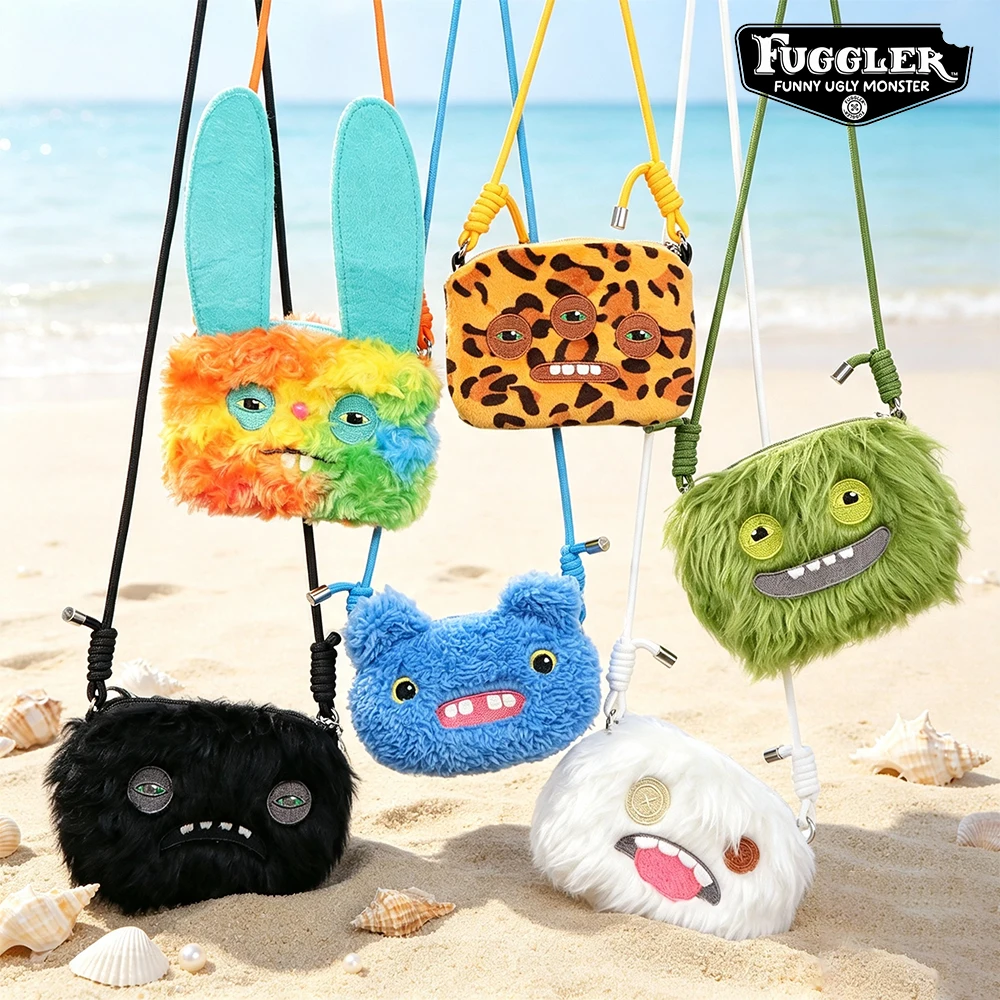 Fuggler Original Mini Shoulder Coin Purse Plush Toy 10cm Bag Ugly Monster Headphone Case Small Capacity Peluche Adjustable Strap