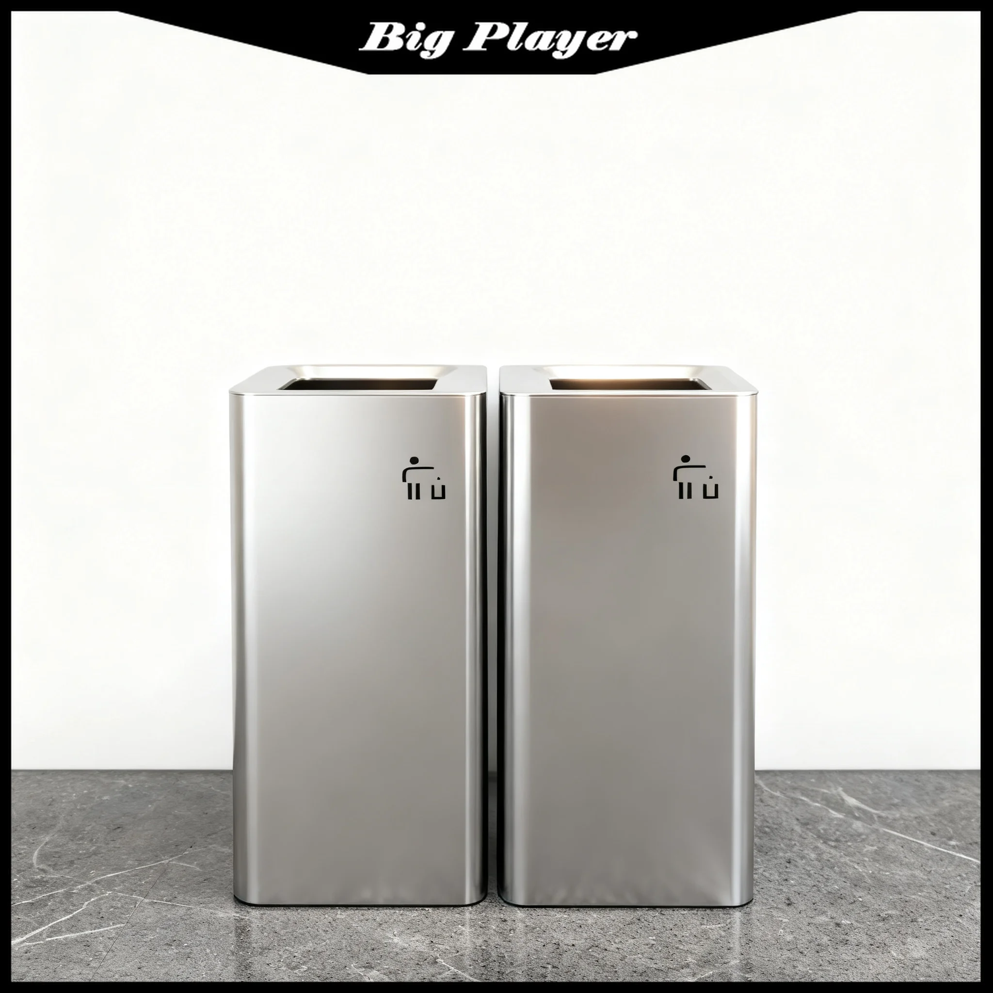 Light Luxury Modern Square Stainless Steel Waste Bin Flip Top Trash Can for Hotel Lobby & Office