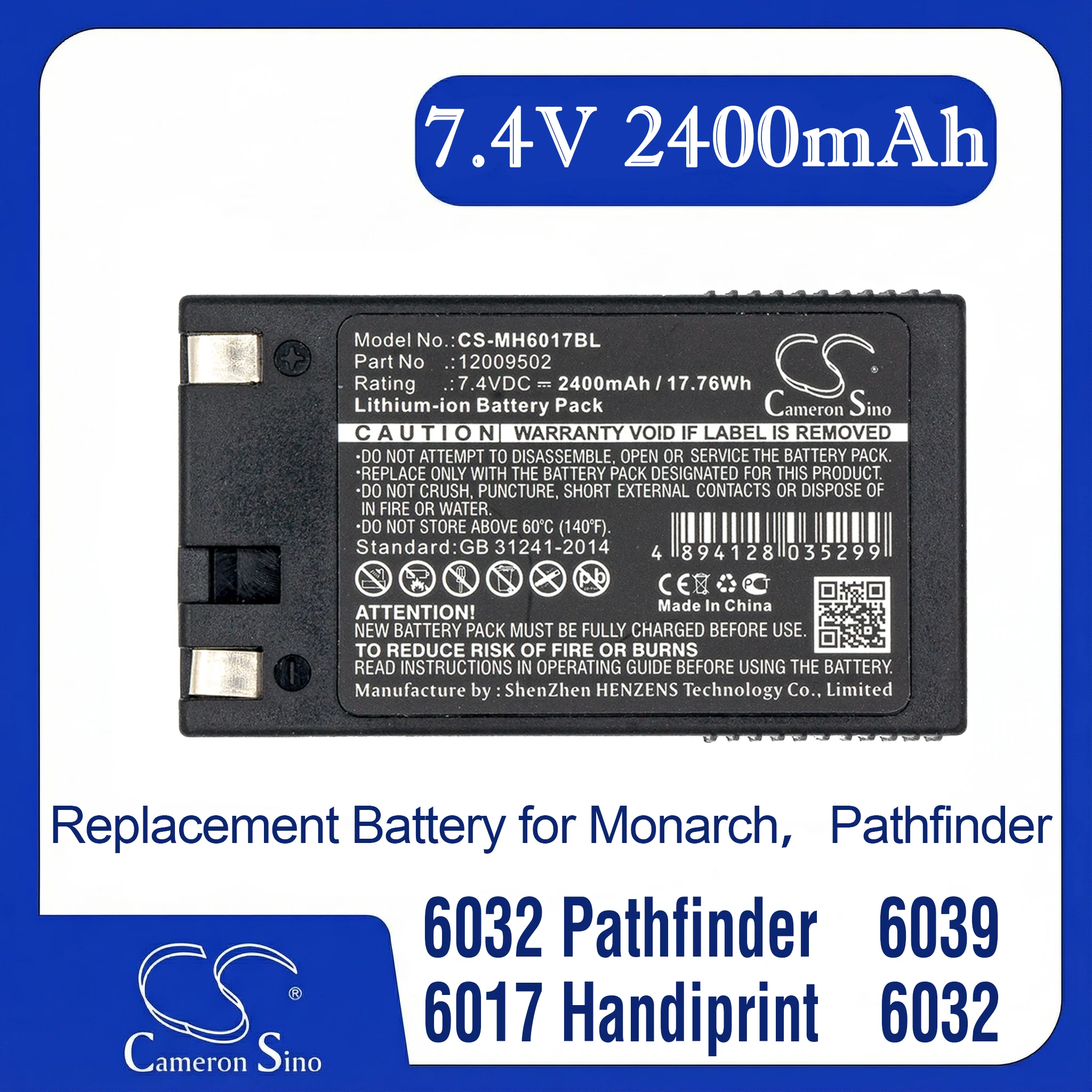 

Cameron Sino Replacement Battery for Monarch 6017 Handiprint, 6032, 6032 Pathfinder, 6039,, Fits P/N 12009502