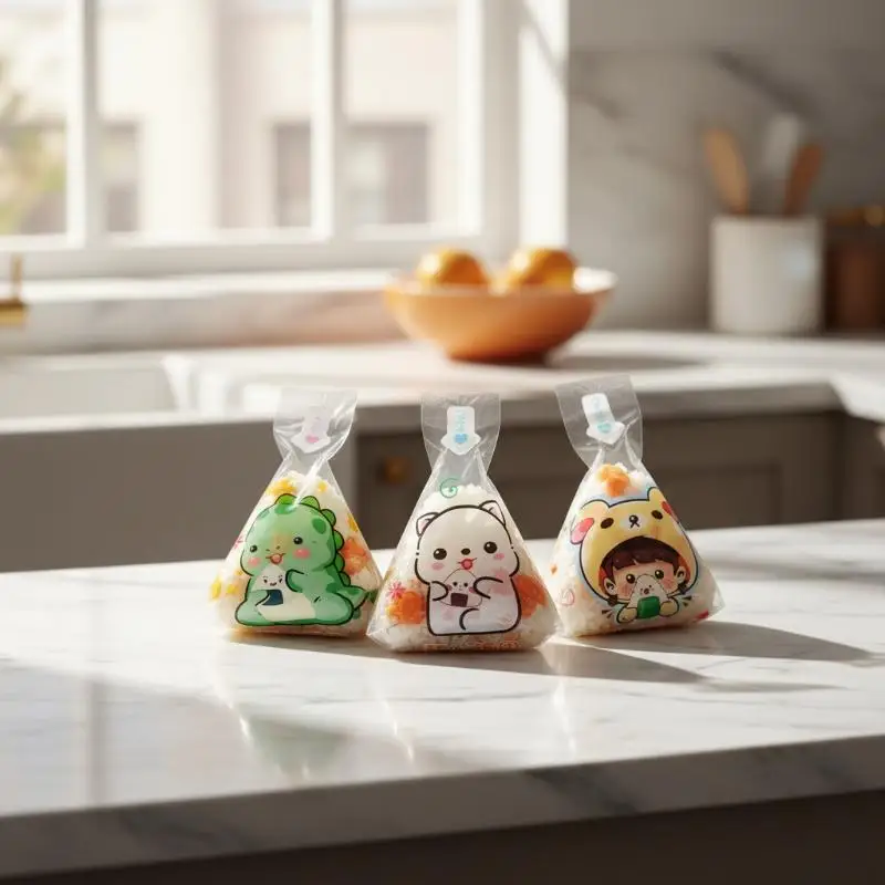 50Pcs Disposable Transparent Onigiri Packaging Bags Food Grade for Triangle Rice Vegetable Sushi Roll Picnic Outdoor