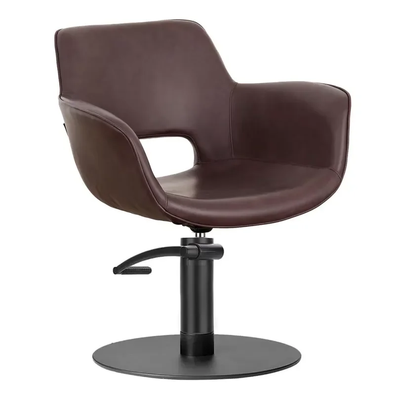 Wood Decorated Dark Brown Beauty Salon Furniture Styling Chair Vintage Barber Chair Suitable for Hairstylists
