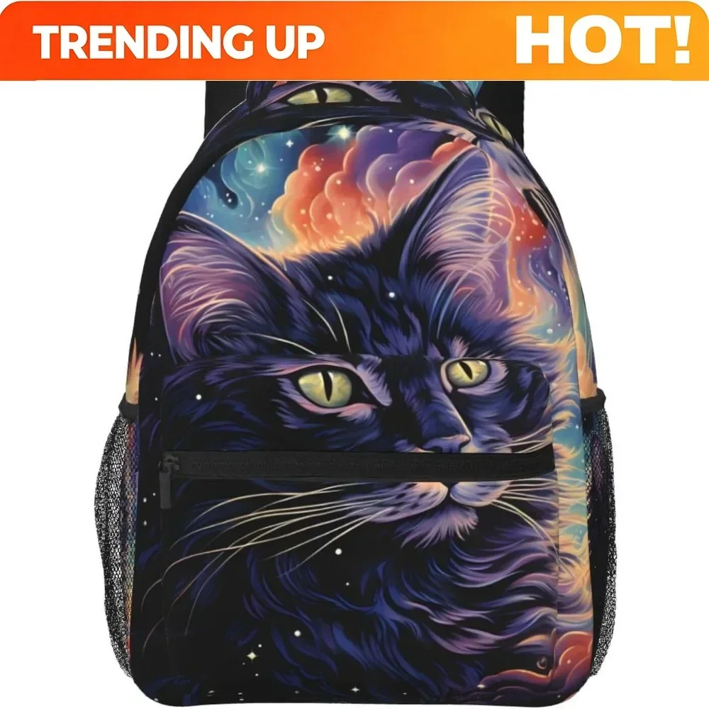 Custom Bag Starry Night Black Cat Lightweight Laptop Backpack Lightweight Multipurpose Travel Casual Daypack Unisex College Back