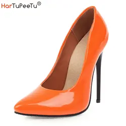 Women's Pumps Classic Sexy Thin High Heels 12cm Patent Leather Stiletto Pointed Toe Party Elegant Office Shoes Big Size 34-48