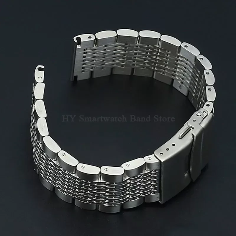 18mm 20mm 22mm 24mm Solid Stainless Steel Straps for Seiko Diving Mesh Watch Band Folding Buckle Brushed Polished Clasp Bracelet