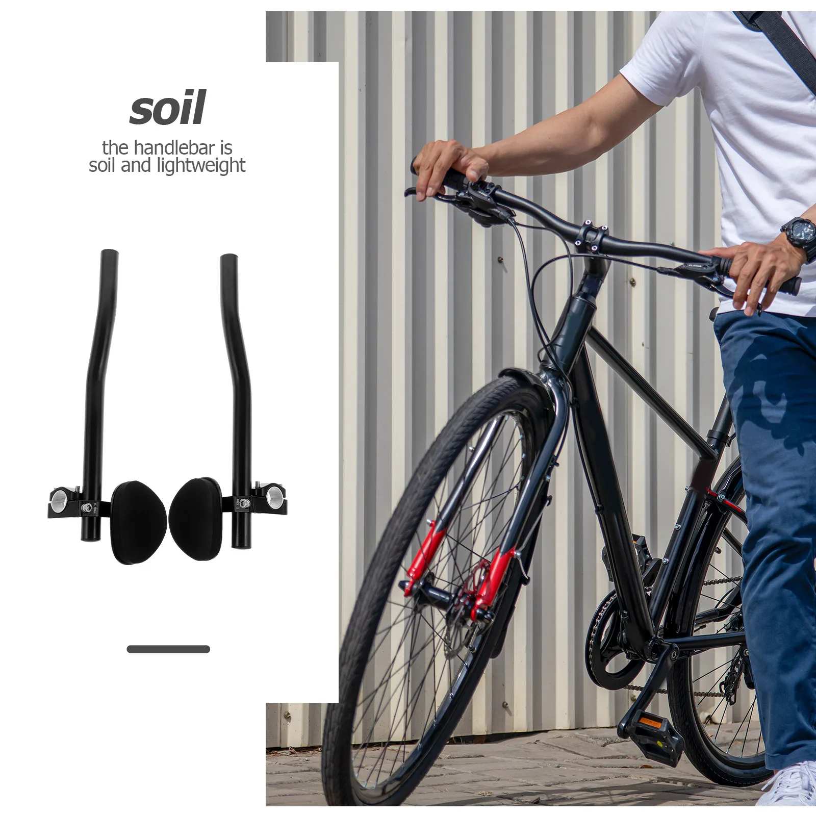 

Rest Handlebar Split Design 10cm Straight Section Lightweight Durable Adjustable Arm-rests Non-slip Sponge Cycling for Mountain