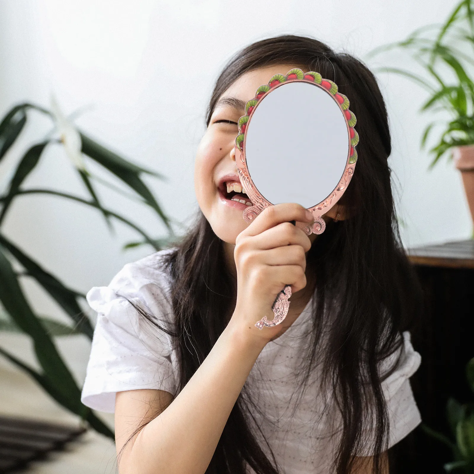 

Retro Handheld Mirror Peacocks Pattern Comb Set Premium Material Durable Long Lasting Use Compact Size Ergonomic Design High