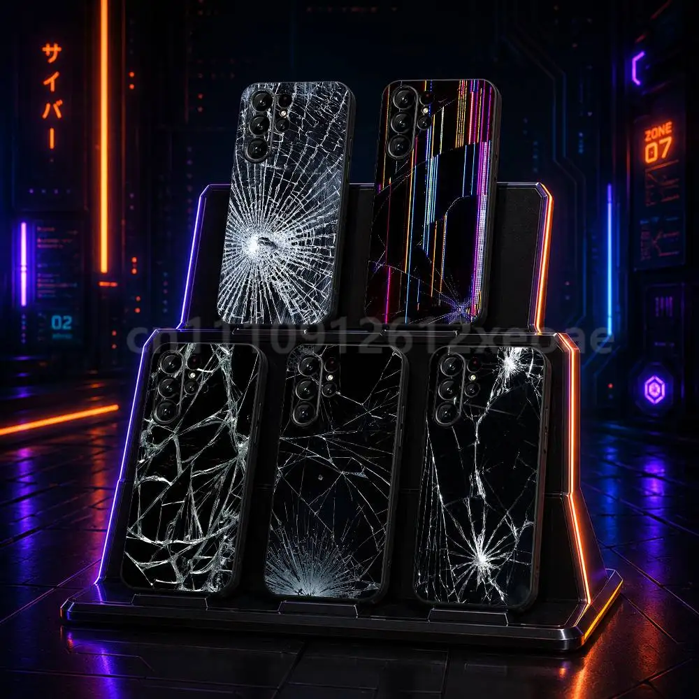 Broken Aesthetics Black TPU Shockproof Case For Samsung Galaxy S21 S23 S25 S20 S22 S24 S26 S30 Plus Ultra