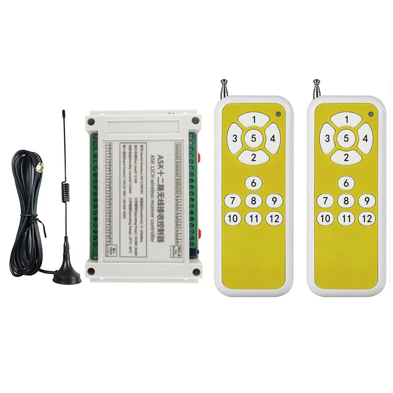 

1000m Industrial AC 110V 220V 380V12CH RF Wireless Remote Control Overhead travelling crane System Receiver Suckers antenna
