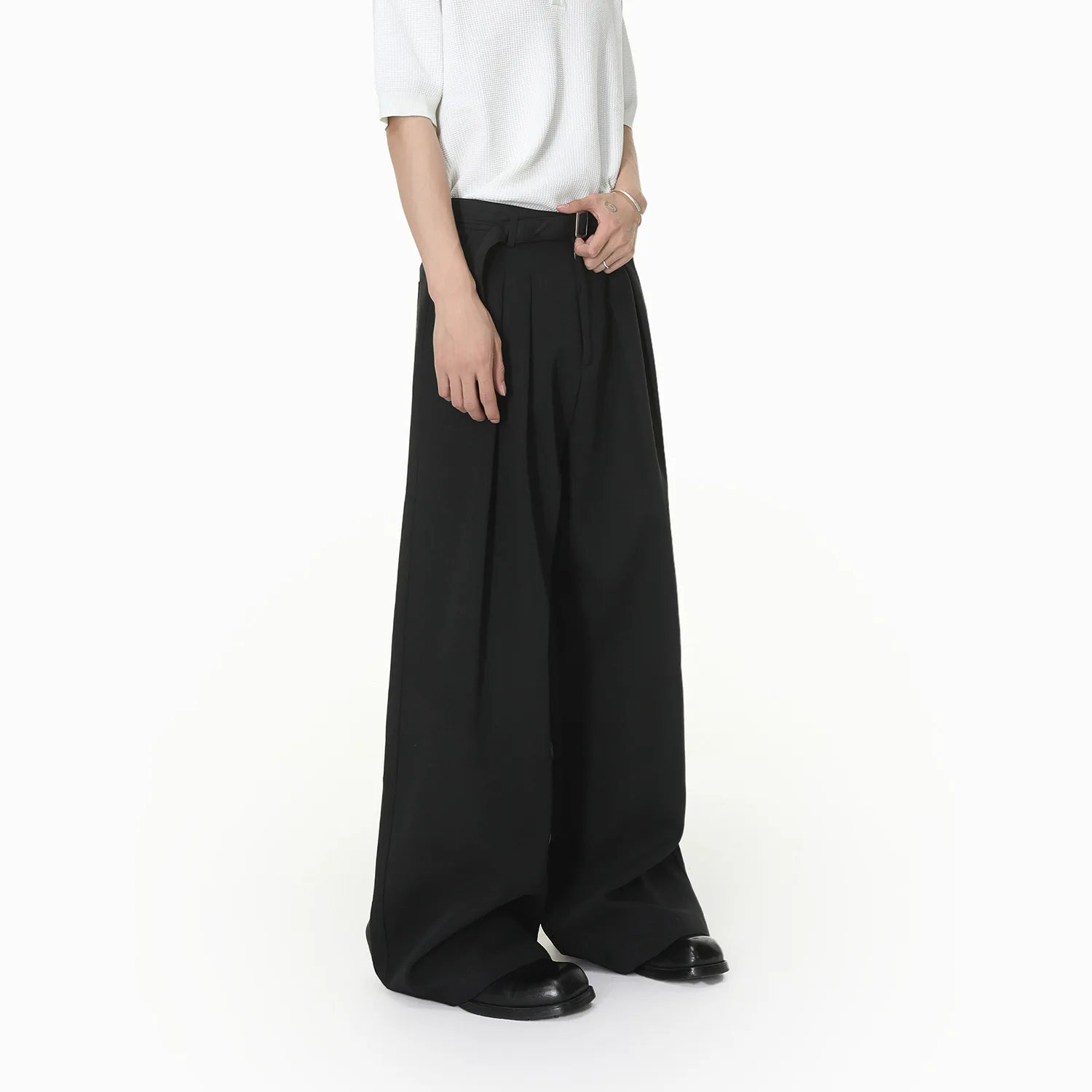 Picture 4: 2026 Spring New High-end Wide-leg Pinch Pleated A-shaped Vertical Belt Belt Casual Mopping Versatile Trousers