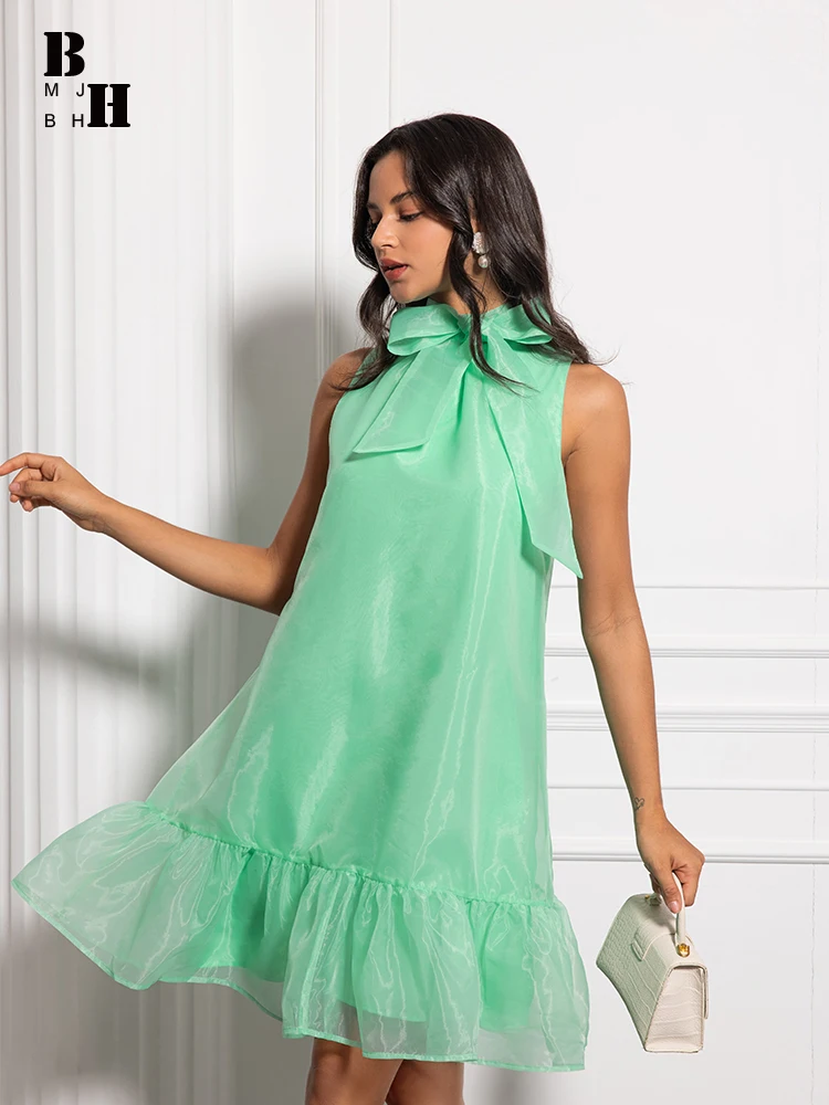 휴일 귀엽고 예쁜 미니 드레스 여성 의류 섹시하고 아름다운 리본 밴디지 러플 짧은 드레스 여성 파티 프롬 드레스 휴가용