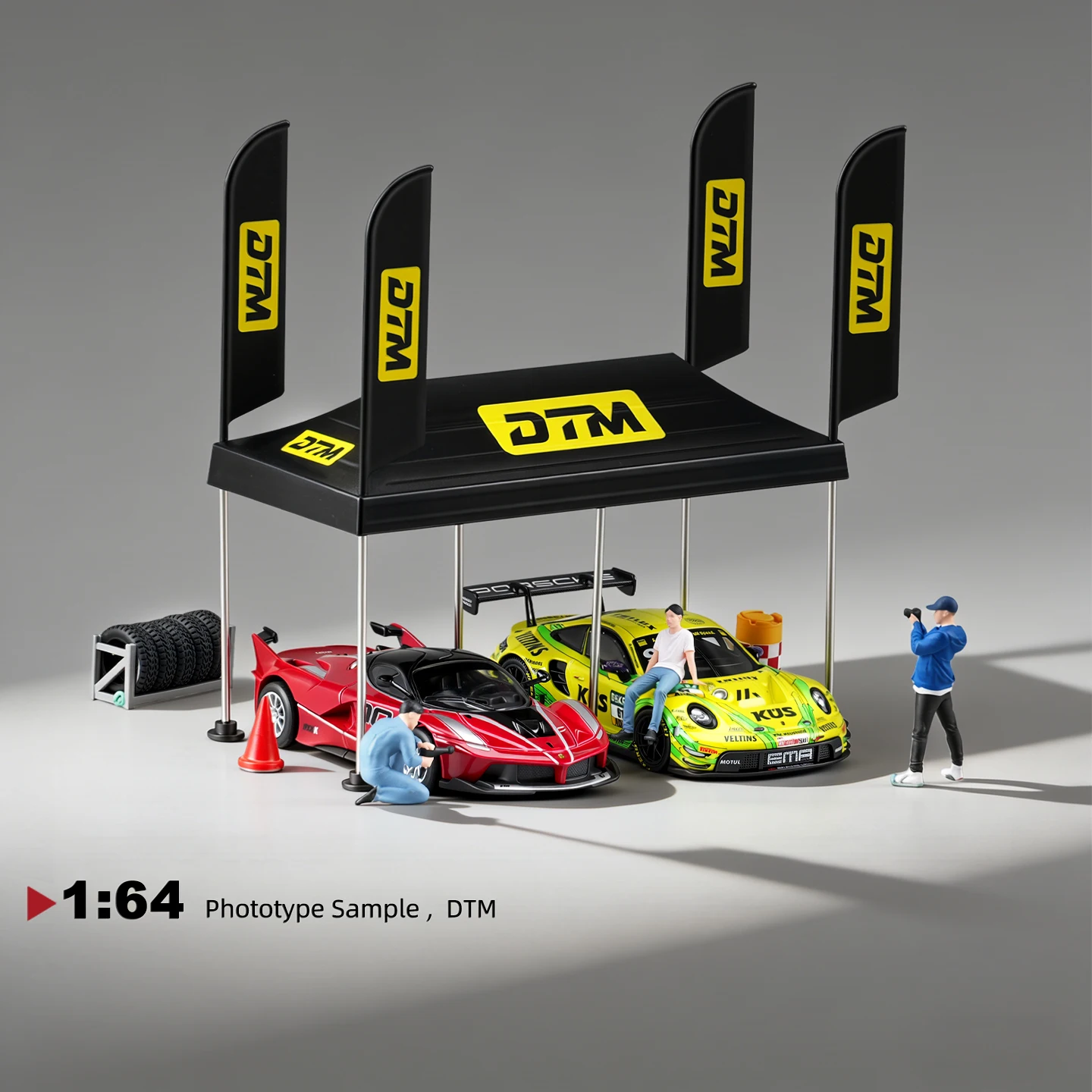 :64 Scale Racing Event Tent Model Miniature Scene Suitable for  Small Car Model Display Ornament Caiwei TM6401