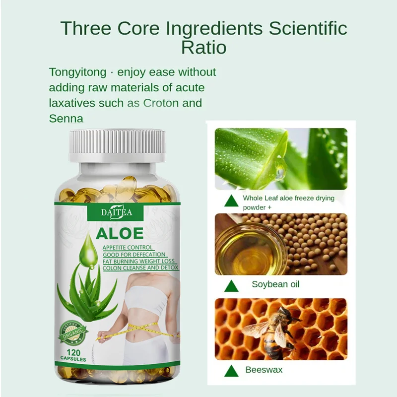 Aloe Vera Extract Capsules - Helps Cleanse and Detoxify The Colon, Burn Fat, Maintain Stomach Acid Balance, and Boost Immunity