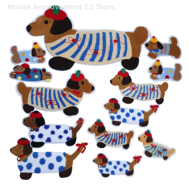 1 Piece Cute Dachshund Embroideried Dog Patches For Girls Bag DIY Small Glue Sticker For Kids Clothes Hairclip Designer