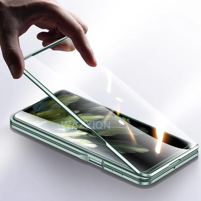 For OnePlus Open Case Magnetic Metal Bumper Aluminum 360 Full Tempered Glass Phone Cover For Oppo Find N3 Lens Protector