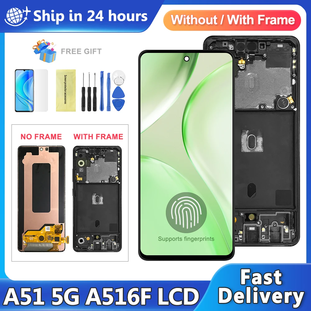 6.5'' Super AMOLED For Samsung Galaxy A51 5G A516 SM-A516F A516N A516B A516U Lcd Display Touch Screen Digitizers Replacement